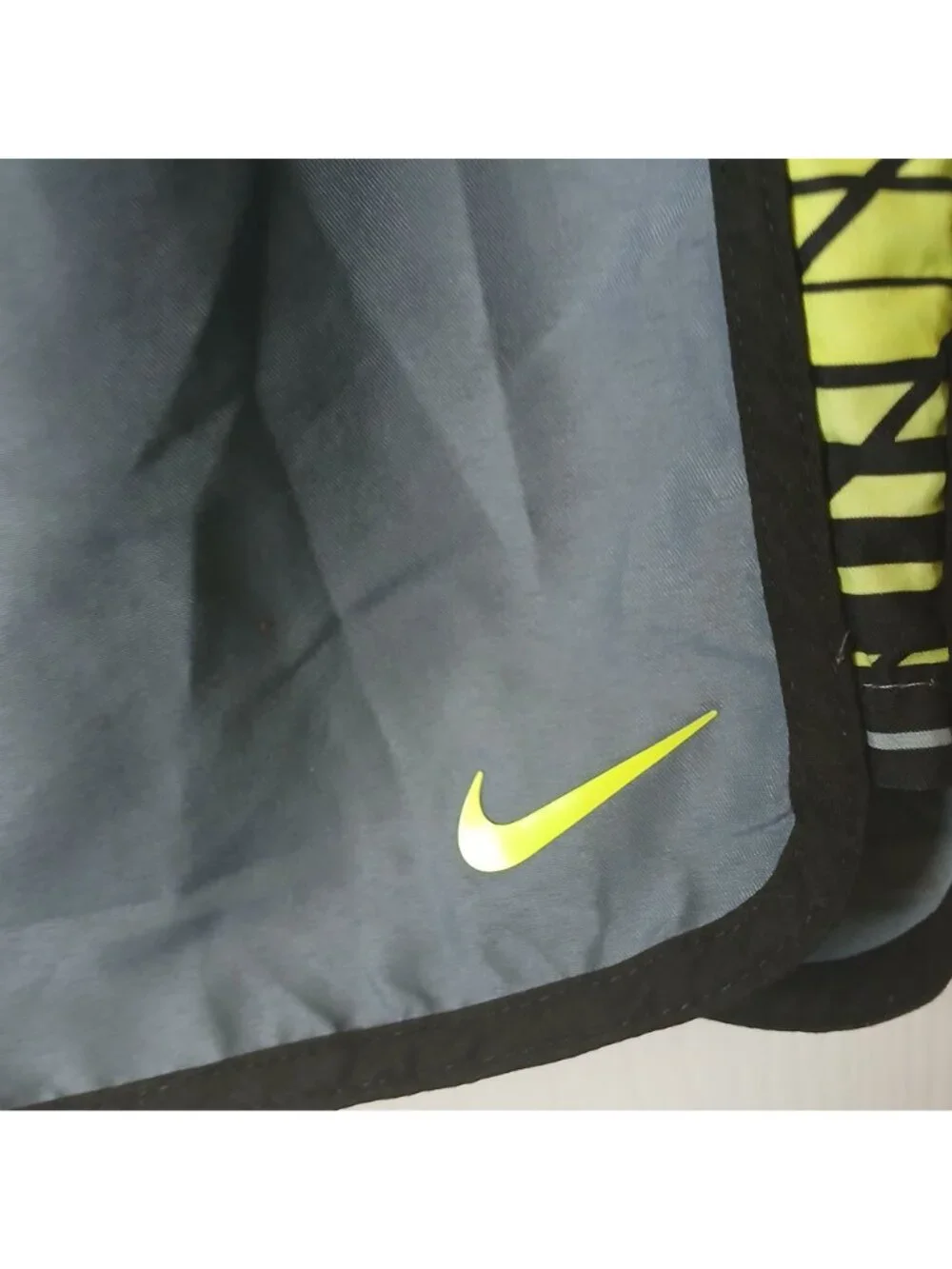 Nike Swim Shorts Mens Size M Gray Green Mesh Liner Elastic Waist Tie #D-20